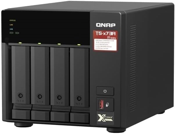 QNAP TS-473A 4-Bay Turbo Station NAS (AMD Ryzen Embedded V1500B 4-Core/8-Thread 2.2GHz 8GB DDR4 RAM 2xRJ-45 2.5GbE LAN Port) 32TB Bundle with 4X 8TB Seagate Wolf IronNAS HDDs