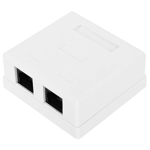RJ45 8P8C Cat6 Dual Port Network Mount Box Premium ABS Desktop Information Junction Enclosure for Office Home Networking 27x58.5x60mm