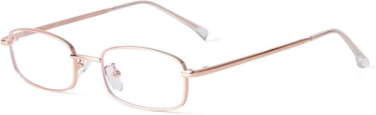 ADE WU Fashion Glasses for Woman Men, Y2k Rectangle Blue Light Glasses 90s Metal Gold Silver Black Fake Glasses