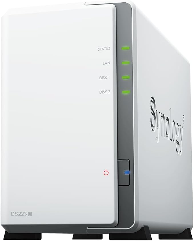 Synology DS223j 2-Bay Diskstation NAS (Realtek RTD1619B 4-Core 1.7 GHz 1GB DDR4 Ram 1xRJ-45 1GbE LAN-Port) 16TB Bundle with 2X 8TB Seagate IronWolf