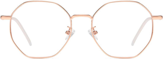 Gleyemor Blue Light Glasses for Women Men Vintage Octagonal Metal Gold Frame Computer Glasses