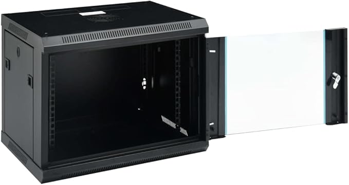 9U Wall Mount Network Cabinet 19 Inch Server Rack Enclosure, 23.6x17.7x20.1 Inch Data Storage Locker with Lockable Toughened Glass Door, IP20 Cold-Rolled Steel Server Rack for Home Office