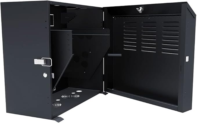NavePoint 8U Vertical Server Rack Enclosure, Low Profile, 15.7" Deep, Max Weight Capacity 132lbs - 8U Network Cabinet Vertical Wall Mount, Perforated, Black
