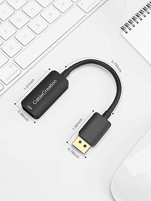 CableCreation Active DP to HDMI Adapter, 4K@60Hz HDR, Compatible for Desktop, TV, Monitor & More