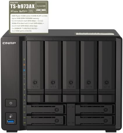 QNAP TS-h973AX-8G 9-Bay QuTS Hero NAS with 10GbE/2.5GbE Connectivity