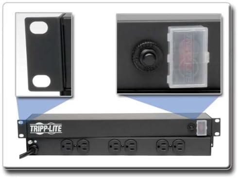 Tripp Lite 6 Outlet Rackmount Network-Grade PDU Power Strip, Rear-Facing, 1U, 15A, 15ft Cord with 5-15P Plug (RS-0615-R)