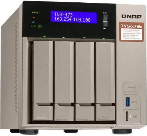QNAP Turbo NAS TVS-473e NAS Storage, AMD RX-421BD, 32GB DDR4, 4TB SSD for Ultra Fast Storage, 32TB HDD, Radeon R7 Graphics, RAID, QTS 4.3 Operating System