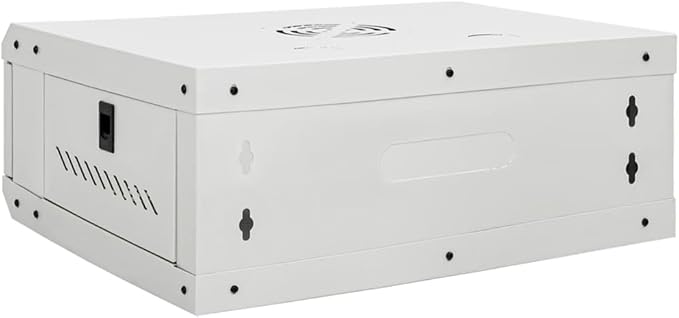 4U Wall Mounted Network Cabinet 19 Inch Server Data Enclosure, Locking Glass Door, IP20 Steel Rack for Networking Equipment, 20.9x15.7x8.3 Inches
