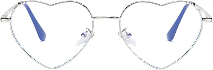Gleyemor Heart Shaped Blue Light Glasses for Women Cute Computer Glasses