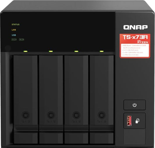 QNAP TS-473A-8G-US 4 Bay High-Speed Desktop NAS with AMD Ryzen 4-core CPU, 8GB DDR4 Memory and 2.5GbE (2.5G/1G/100M) Network Connectivity (Diskless)