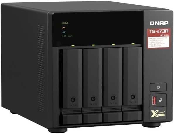 QNAP TS-473A 4-Bay Turbo Station NAS (AMD Ryzen Embedded V1500B 4-Core/8-Thread 2.2GHz 8GB DDR4 RAM 2xRJ-45 2.5GbE LAN Port) 16TB Bundle with 4X 4TB Seagate Wolf IronNAS HDDs
