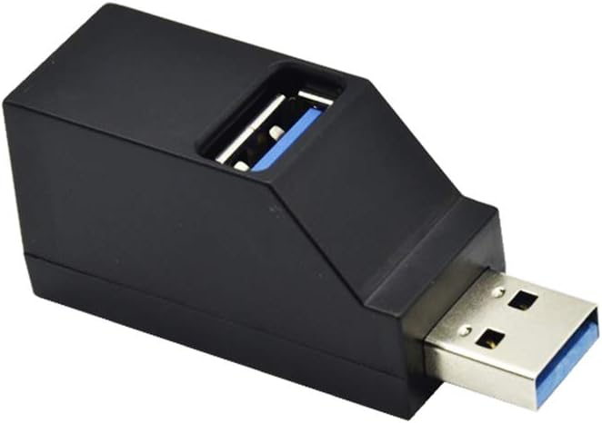 3-Port USB 3.0/2.0 Data Hub, Portable, Compact, Black, USB Hub, Compatible with PC, Laptop, USB Flash Drives, Mouse, Keyboard, External Hard Drives