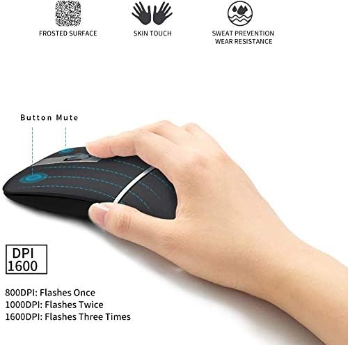 WFB Bluetooth Wireless Mouse for Laptop, Foldable Arc 180° Rotating Silent Click Portable Curved Computer Mice for Home, Office, Travel(Black)