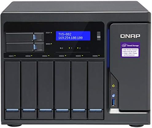 QNAP Turbo NAS TVS-882 NAS Server with Intel Core i5-6500, 32GB DDR4, 2TB SSD for Ultra Fast Storage, 24TB HDD, RAID, QTS 4.2 Operating System
