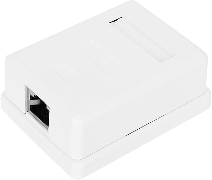 Kadimendium Networks Box Shielded CAT6 Single Port RJ45-8P8C Desktop Information Box for Networks Mounted, 2pcs ABS Shown with DouableSided Tape and Screw, for Wiring