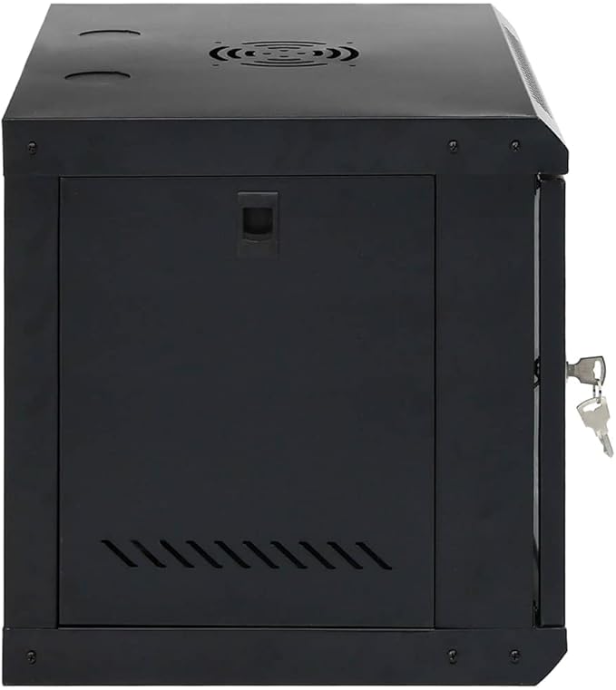 9U Wall Mounted Network Cabinet, 19 Inch Data Server Rack Enclosure with Lockable Toughened Glass Door, IP20 Server Storage for Network Accessories, 20.9 x 15.7 x 17.7 Inches
