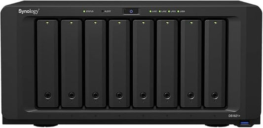 DS1821+ 128TB 8-Bay NAS Combo with 8x16TB Enterpeise SATA Hard Drives, 1TB SSD Cache, 32GB RAM Upgrade, AMD Ryzen V1500B 4-core 2.2 GHz CPU