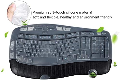 Keyboard Cover for Logitech K350 MK570 MK550 Keyboard Cover Skin for Logitech K350 MK550 MK570 Wireless Wave Keyboards Covers Protector Accessories, Clear