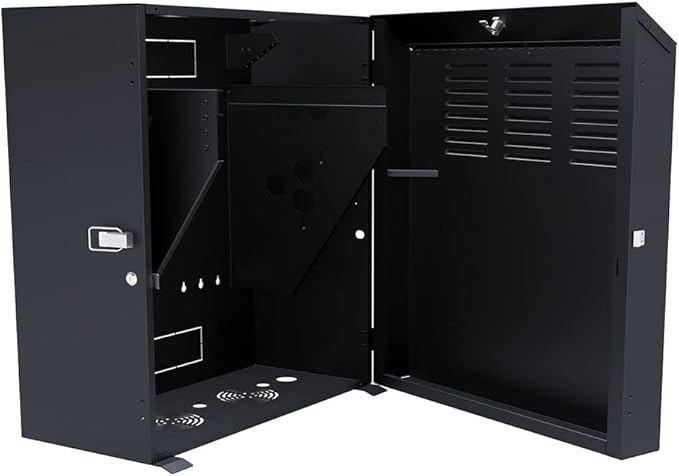 NavePoint 8U Vertical Server Rack Enclosure, Low Profile, 23.6" Deep, Max Weight Capacity 132lbs - 8U Network Cabinet Vertical Wall Mount, Perforated, Black