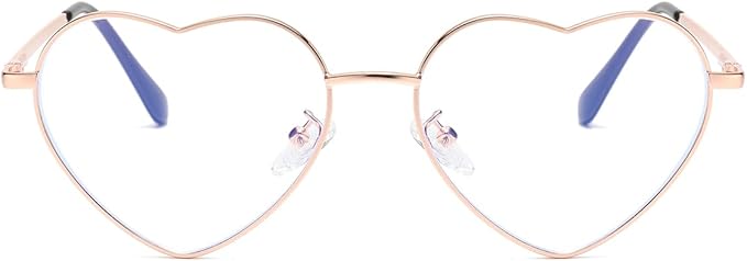 Gleyemor Heart Shaped Blue Light Glasses for Women Cute Computer Glasses