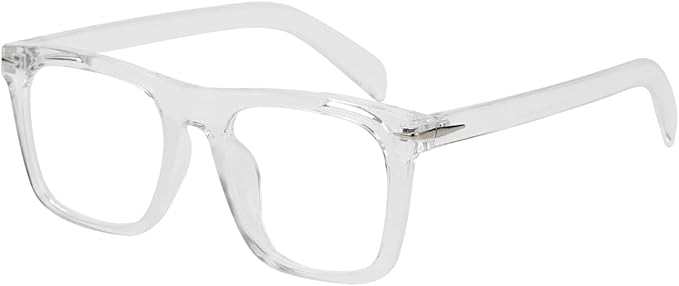 NIDOVIX Trendy Square Blue Light Blocking Glasses for Men Women, Fashion Frame Non-prescription Computer Glasses (Transparent)