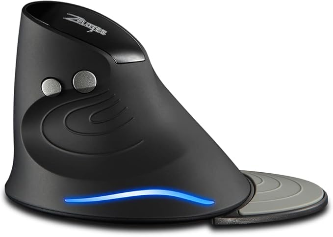 zelotes Vertical Wireless Mouse,2400DPI,Removable Wrist Rest,6 Buttons,Ergonomic Design,LED Illumination,USB Optical Portable Mouse for Laptop,PC,Mac,Black