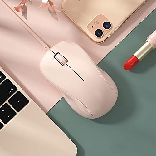 CORN USB Silent Wired Computer Mouse with Easy Click for Office and Home, 1200DPI, Premium and Portable, Compatible with Windows PC, Laptop, Desktop, Notebook (Pink)
