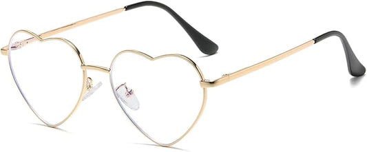Gleyemor Heart Shaped Blue Light Glasses for Women Cute Computer Glasses