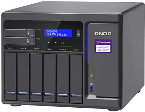 QNAP Turbo NAS TVS-882 NAS Server with Intel Core i5-6500, 16GB DDR4, 1TB SSD for Ultra Fast Storage, 12TB HDD, Intel HD Graphics 630, RAID, QTS 4.2 Operating System