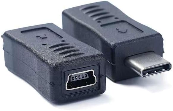 USB C to Mini USB Adapter, 2 Pack USB Type C Male to Mini USB Famale Converter Adapter Suitable for Phone and Tablet(TypeC Male/Mini Female)