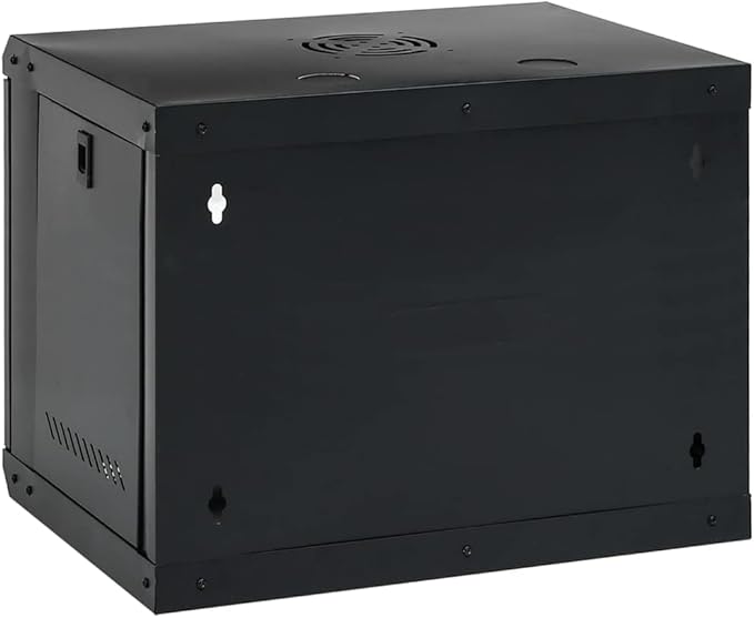 9U Wall Mounted Network Cabinet, 19 Inch Data Server Rack Enclosure with Lockable Toughened Glass Door, IP20 Server Storage for Network Accessories, 20.9 x 15.7 x 17.7 Inches