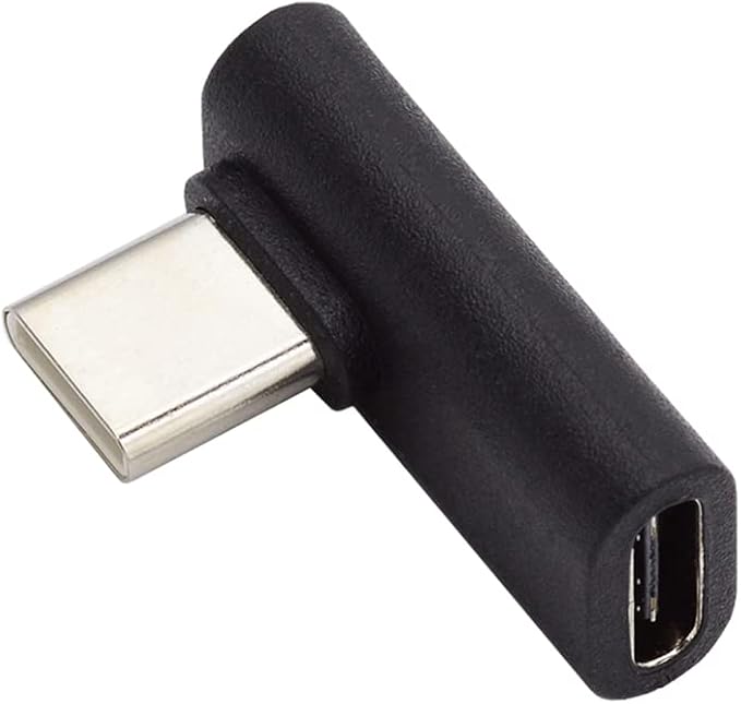 NFHK Low Profile 90 Degree Right & Left Angled USB 3.1 Type-C Male to Female Extension Adapter for Laptop & Tablet & Phone