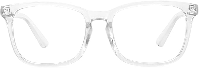 MEETSUN Blue Light Blocking Glasses Women Men, Anti Eye Strain Headache (Sleep Better),Computer Glasses UV400 Transparent Lens (Clear Frame Lens,53)