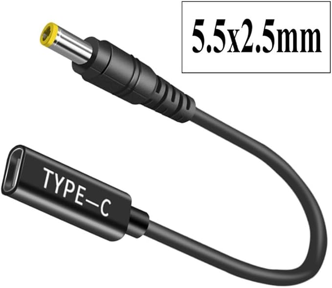 USB C to DC Adapter 5.5 x 2.5mm Cable, Male to DC Female 12V 19V 20V Adapter, DC 5.5x2.5mm Adapter to USB C Adapter Made for Asus Laptop Series, Router, Printer, RVs, Solar Generator
