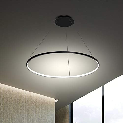 LightInTheBox Modern Pendant Light, 23.6" LED Ring Chandeliers Ceiling Light with Remote Control,Minimalist Halo Hanging Light Fixture Metal Acrylic White for Living Room Dinning Room Bedroom (White)