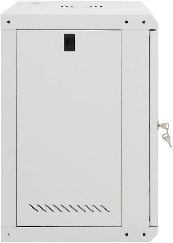 12U Wall Mounted Network Cabinet, 19-inch Server Rack Enclosure with Lockable Toughened Glass Door, Cold-Rolled Steel Data Cabinet for Home Office, 20.9 x 15.7 x 23.6 Inches