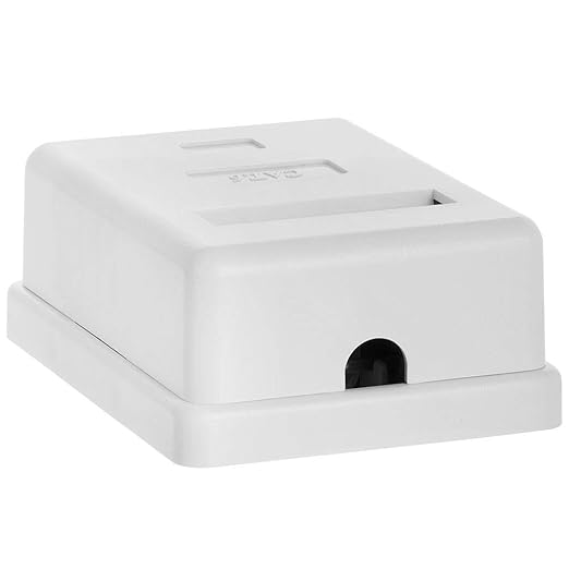 Cmple - 1 Port Cat6 Surface Mount Box, RJ45 Cat6 Single Port Box for Ethernet Cables, Screws and Double-Side Tape Included, Easy Mount White