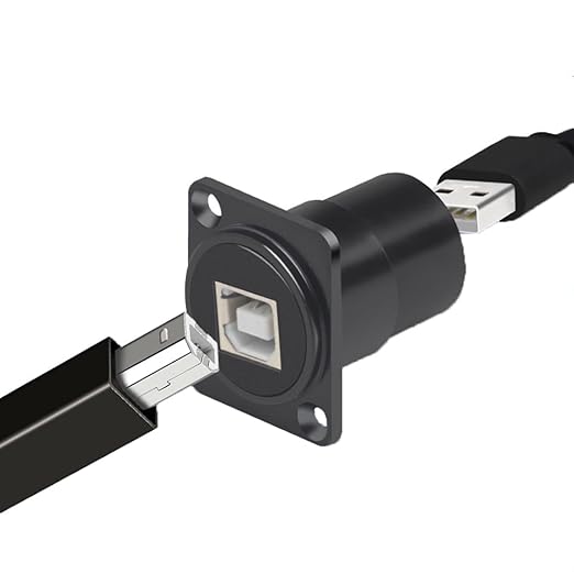 2PCS Panel Mount USB B to USB A Connector for Printer, D Type Female USB 2.0 Scanner Converter Adapter for HP, Canon, Dell, Epson, Lexmark, Xerox and More