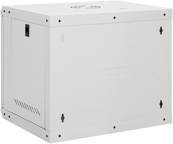 9U Wall Mount Network Cabinet, 19 Inch Data Server Rack Enclosure, Lockable Toughened Glass Door, IP20 Cold-Rolled Steel for Server Storage 20.9 x 15.7 x 17.7 inches