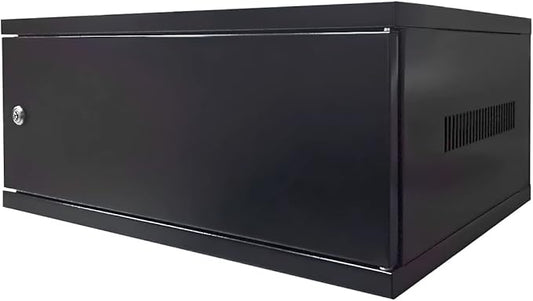 Electriduct 4U Wall Mount Rack Enclosure Network Cabinet Solid Door Black Powder Coated Steel with Lock