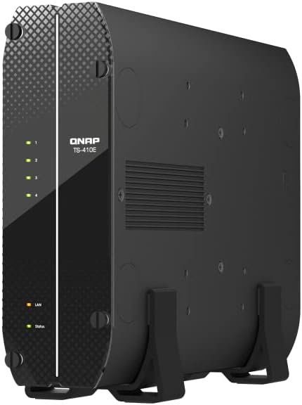 QNAP TS-410E-8G-US 4 Bay Professional fanless Desktop NAS with Intel Celeron Quad-core Processor, 8 GB DDR4 RAM and Dual 2.5GbE (2.5G/1G/100M) Network Connectivity (Diskless)