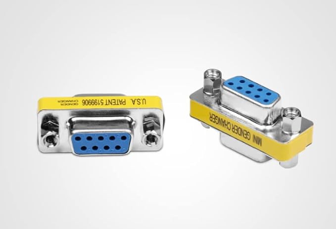 Fielect DB9 VGA Gender Changer 9 Pin Female to Female 2-Row Mini Gender Changer Coupler Adapter Connector for Serial Applications Blue Pack of 1