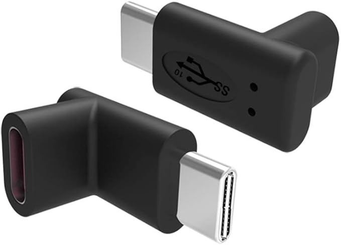 90 Degree Right Angle Type-C Male to Type-C Female Adapter 100W 40G,up and Down 90 Degree Type-c Plug to Jack Expansion Adapter is Suitable for Notebook Computers, Tablet Computers and Mobile Phones