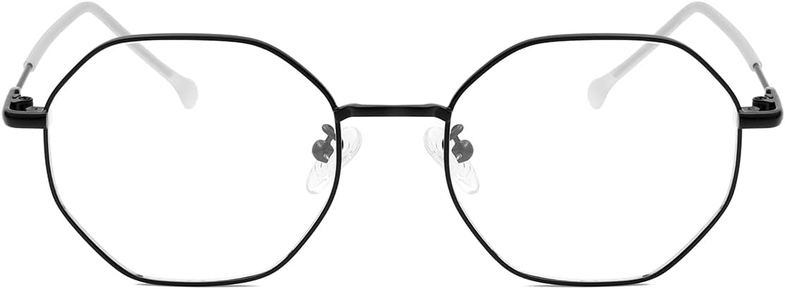JOVAKIT Polygon Blue Light Blocking Glasses for Women Men Vintage Octagon Square Non-prescription Metal Eyeglasses