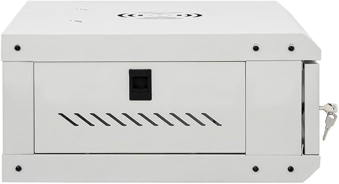 4U Wall Mounted Network Cabinet 19 Inch Server Data Enclosure, Locking Glass Door, IP20 Steel Rack for Networking Equipment, 20.9x15.7x8.3 Inches