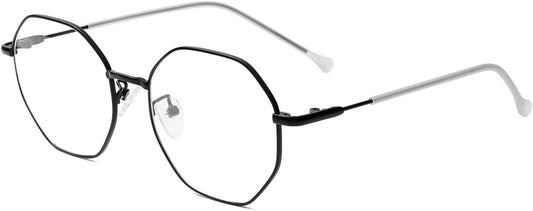 JOVAKIT Polygon Blue Light Blocking Glasses for Women Men Vintage Octagon Square Non-prescription Metal Eyeglasses