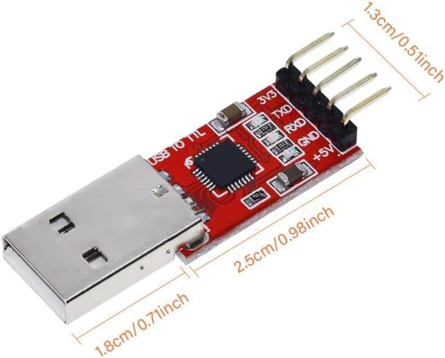 CP2102 USB to TTL Serial Adapter – USB 2.0 to 5Pin UART Converter Module with 3.3V/5V Output, STC Compatible, Includes Jumper Wires – for Arduino, ESP8266, STM32, DIY Projects (5-Pack)