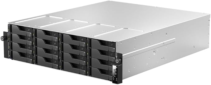 Asustor Lockerstor 16 Pro Gen2 AS7216RDX 16 Bay NAS, AMD Ryzen 7 Pro 7745 8-Core 3.8GHz CPU, Dual 1GbE Ports, Dual 10GbE Ports, 16GB RAM ECC DDR5, 3U Rackmount Server Enterprise NAS (Diskless)