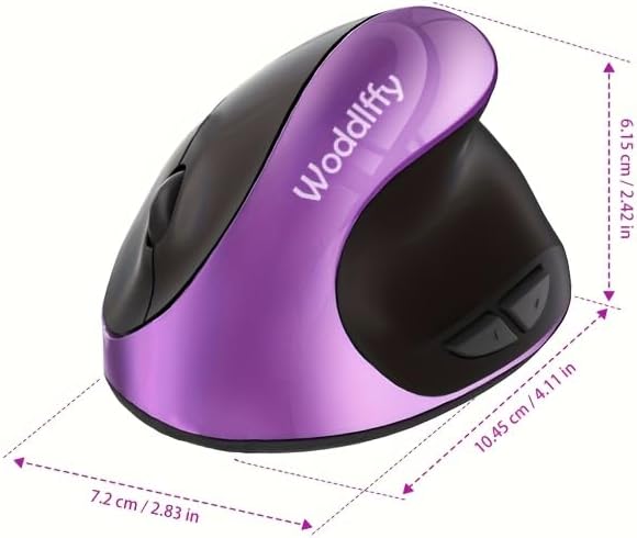 Ergonomic Mouse Wireless,Vertical Mouse with Silent Click Right Handed Small Mouses with 6 Buttons 1000/1200/1600 for Laptop,Desktop,PC, MacBook（Purple AA）