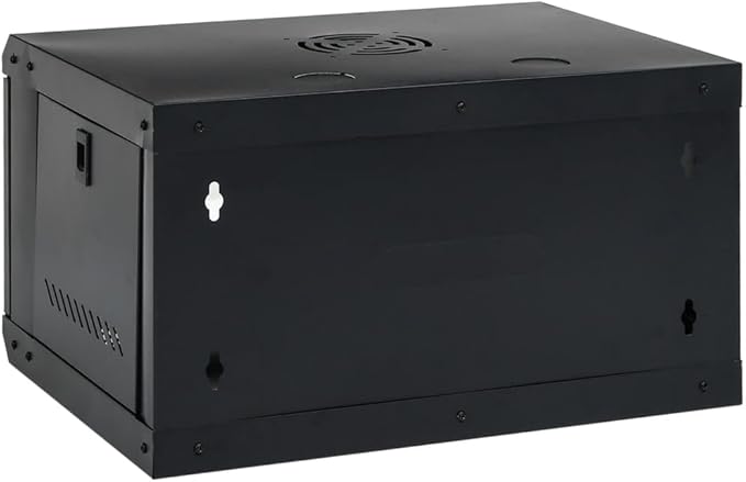 6U Wall Mount Network Cabinet, 19 Inch Server Data Rack, Lockable Toughened Glass Door, Cold-Rolled Steel Enclosure for Networking Equipment, 20.9x15.7x11.8 Inches
